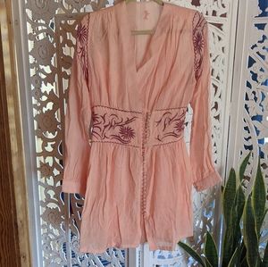 Chasing unicorns long sleeve peach dress